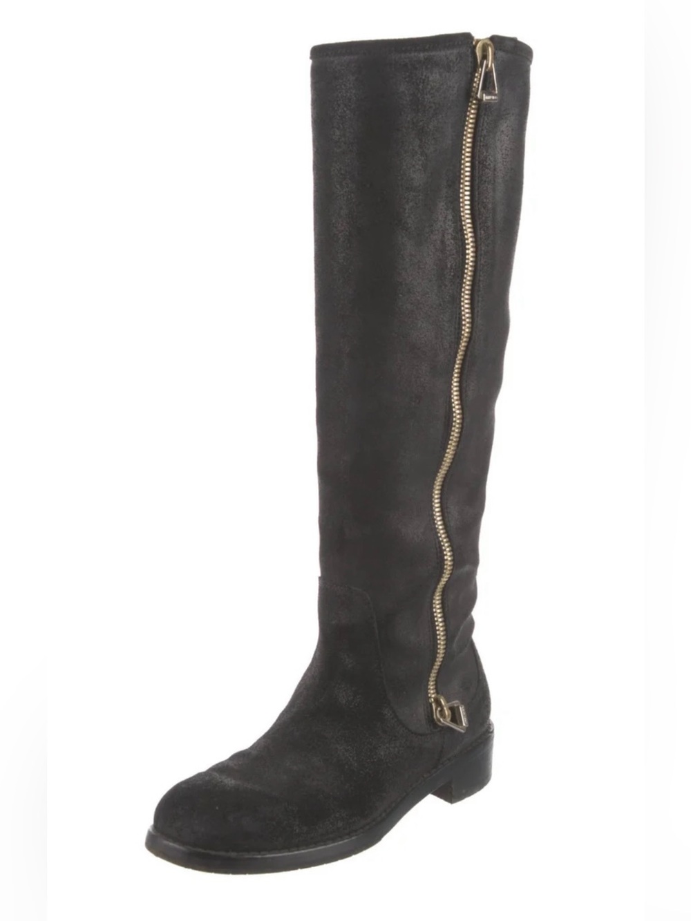 Jimmy Choo Women Doreen Biker Rugged Leather Suede Tall Boots, Brown, 36EU